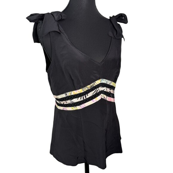 Nanette Lepore 100% Silk Vintage Y2K Bow Tank Top Blouse Size 6 Fairy Artsy - Picture 2 of 6